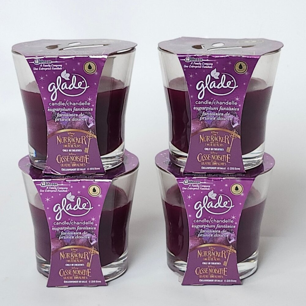LOVELY GLADE Sugarplum Fantasies Luscious Plum and Violet Candle Lot of 4 BNIP